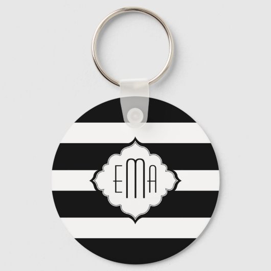 Porte-clés Bandes noires et blanches Motif géométrique 2 (Recto)