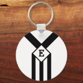 Porte-clés Bandes noires et Chevrons avec Monogramme sur blan (Recto)