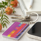 Porte-clés bandes ondulées colorées - rectangle (Devant droit)