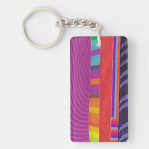 Porte-clés bandes ondulées colorées - rectangle