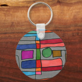 Porte-clés Bandes rectangulaires chaudes et cool avec accent  (Recto)