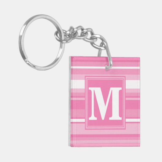 Porte-clés Bandes rose monogramme (Devant gauche)