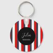 Porte-clés Bandes rouges, blanches et bleues nom personnalisé (Recto)