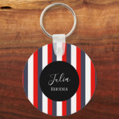 Porte-clés Bandes rouges, blanches et bleues nom personnalisé (Recto)