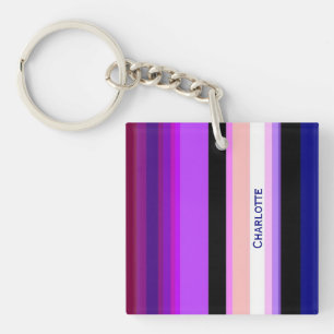 Porte-clés Bandes verticales violettes multicolores
