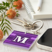 Porte-clés Bandes violettes monogrammes (Devant Droit)