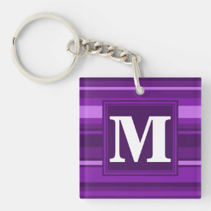 Porte-clés Bandes violettes monogrammes