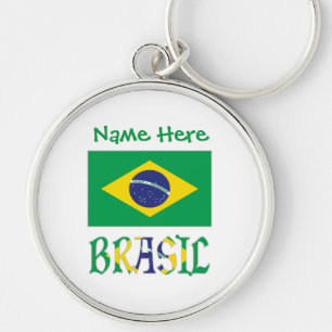 Porte-clés Bandiera Brasil Personnalisée Métal Rond