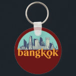 Porte-clés Bangkok Thaïlande Vintage Skyline Ville<br><div class="desc">Design urbain vintage et rétro avec une belle skyline, attraction touristique et art urbain. gratte-ciel Cool et silhouette de construction merchandises pour touristes et voyageurs. Parfait comme souvenir à rapporter lors d'un voyage dans le monde. Enregistrez la mémoire de votre voyage et de vos vacances en famille et entre amis....</div>