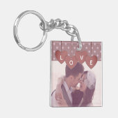 Porte-clés Bannière de cœurs d'amour violets superposée photo (Devant gauche)