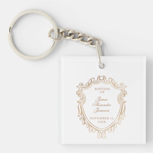 Porte-clés Baptême Élégant de Bébé (Devant)
