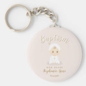 Porte-clés Baptême Fille Bébé avec Bonnet (Devant)