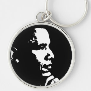 Porte-clés Barack Obama - Profil noir et blanc