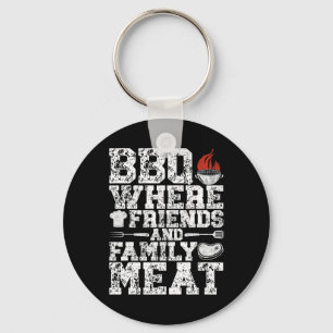 Porte-clés Barbecue Où Les Amis Et La Viande De Famille Grill