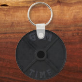 Porte-clés Barbell 45-lb plate "GYM TIME" for a gym person (Recto)