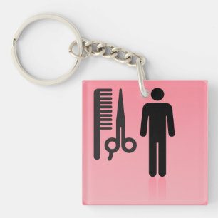 Porte-clés Barber Shop Icon Haircut Comb et ciseaux