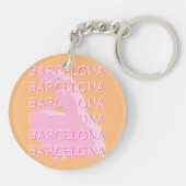 Porte-clés Barcelona Travel Art, Espagne, Orange, Rose (Dos)