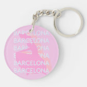 Porte-clés Barcelona Travel Art, Espagne, Pastel, Rose (Dos)