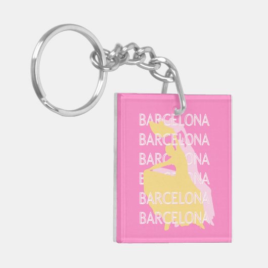 Porte-clés Barcelone Art Voyage, Espagne, Art Voyage, Rose (Devant gauche)