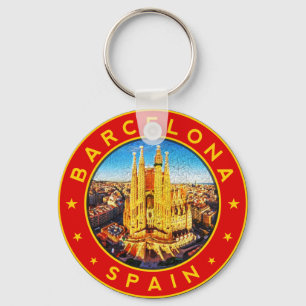 Porte-clés Barcelone, Espagne, cercle, rouge