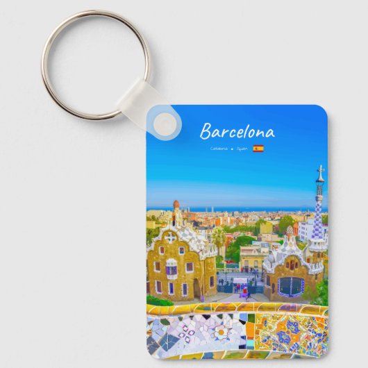 Porte-clés Barcelone, Espagne - Parc Guell Mosaïque Classique (Recto)