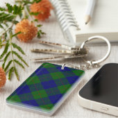 Porte-clés Barclay tartan bleu vert plaid (Devant droit)