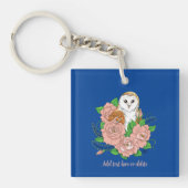 Porte-clés Barne Chouette Fleurs roses Bleu (Devant)