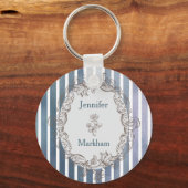 Porte-clés Baroque Bleu Gris Aquarelle (Recto)