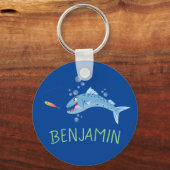 Porte-clés Barracuda, dessin animé de pêche affamé (Recto)