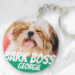 Porte-clés Barre Boss Animal Chien Photo Cool moderne Simple<br><div class="desc">Le design est simple avec un arrière - plan de couleur simple et la typographie sans serif pour un look super-héros.</div>