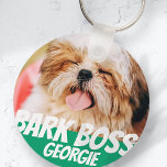 Porte-clés Barre Boss Animal Chien Photo Cool moderne Simple<br><div class="desc">Le design est simple avec un arrière - plan de couleur simple et la typographie sans serif pour un look super-héros.</div>