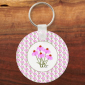Porte-clés Barrettes Clés Fleurs de Bleuet Rondes (Recto)