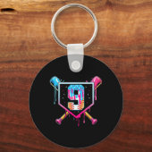 Porte-clés Baseball 9 ans Crème glacée Drip 9e Anniversaire B (Recto)