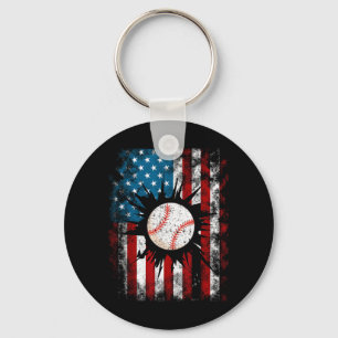 Porte-clés Baseball Américain Drapeau États-Unis 4 Juillet Ga