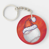 Porte-clés Baseball avec Santa Hat sur Rouge (Devant)
