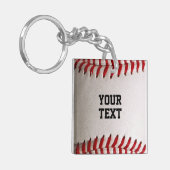 Porte-clés Baseball avec texte personnalisable (Devant gauche)