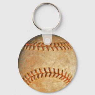 Porte-clés Baseball Blanc Vintage couture rouge