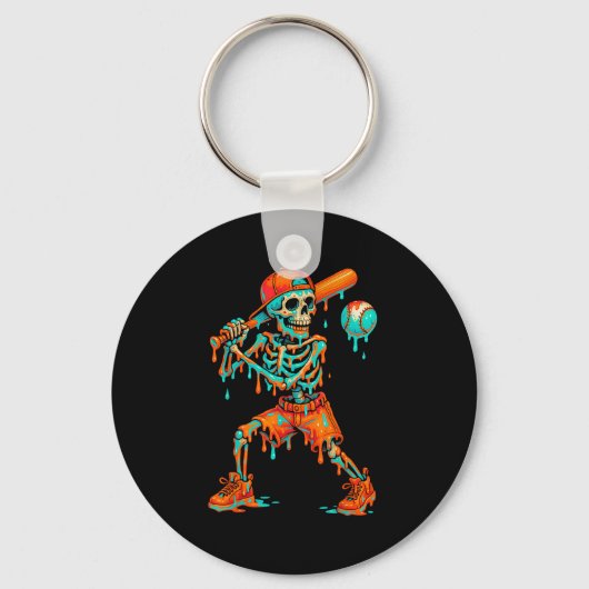 Porte-clés Baseball d'Halloween Squelette Crème Glacée Goutte (Recto)