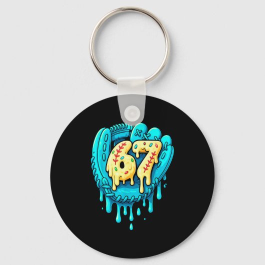 Porte-clés Baseball Drip 6 7 Numéro 67 Six Sept Mème Hommes (Recto)