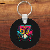 Porte-clés Baseball Drip 6 7 Numéro 67 Six Sept Mème Hommes (Recto)