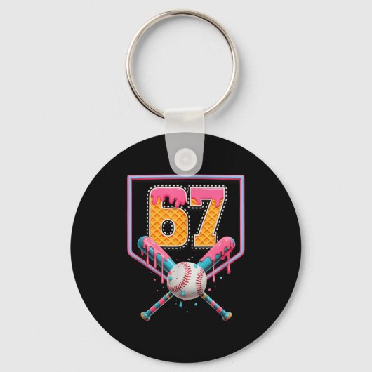 Porte-clés Baseball Drip Numéro 67 Amusement Six Sept 6 7 Mèm (Recto)