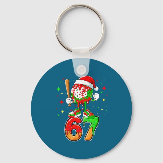 Porte-clés Baseball Drip Numéro 67 Mème Crème Glacée Dégoulin (Recto)