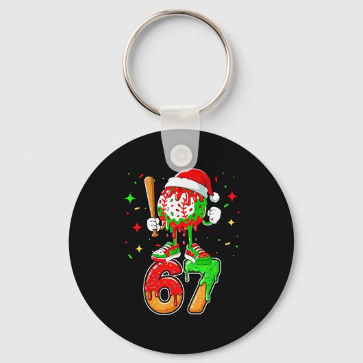 Porte-clés Baseball Drip Numéro 67 Mème Crème Glacée Dégoulin (Recto)