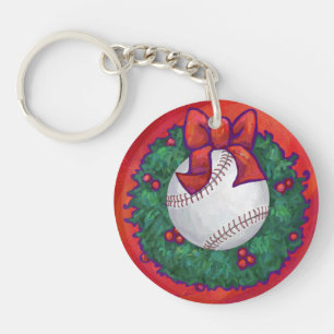 Porte-clés Baseball en couronne rouge