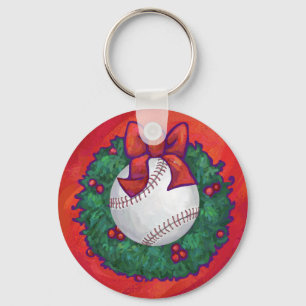 Porte-clés Baseball en couronne rouge