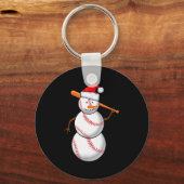 Porte-clés Baseball Fan Snowman Funny Christmas Gift (Recto)