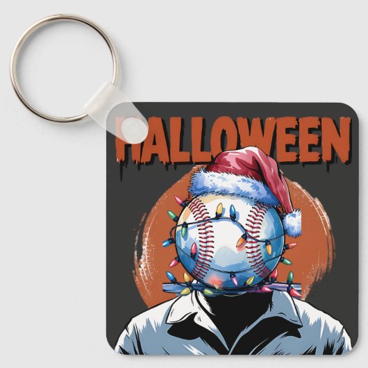Porte-clés Baseball festif : Halloween se rencontre Noël (Recto)