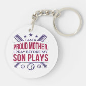 Porte-clés Baseball Fier Mère Je Prie Avant Que Mon Fils Ne J (Dos)