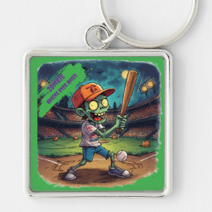 Porte-clés Baseball Halloween, Zombie, Cerveaux sur les Bases