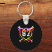 Porte-clés Baseball Ice Cream Drip Number 67 Six Seven Meme C (Recto)